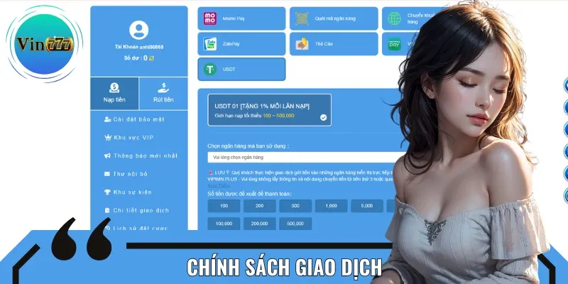Quy định liên quan đến các giao dịch nạp, rút tiền trên hệ thống